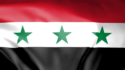 Syrian flag waving in wind isolated on black background