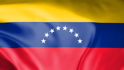 Venezuela flag cloth waving in wind isolated on black background