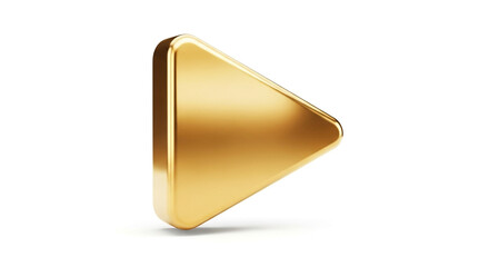 Stunning 3D gold play button icon isolated on white background ready for media projects