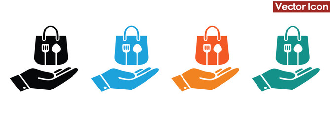 Delicious food delivery service offering convenient takeout packaging,Food delivery by scooter vector icon.Fast shipping service for restaurant clients.Products transportation.Isolated vector
