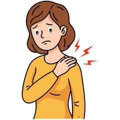 Illustration of Woman with Shoulder Pain