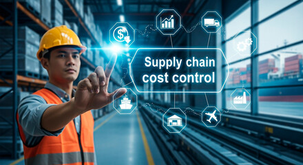 A supply chain cost control concept in the warehouse for the concept of industry and logistic.