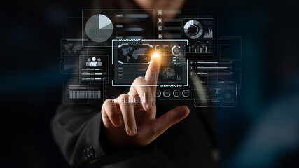 A comprehensive business intelligence dashboard for data analysis. The interface displays global metrics, team performance charts, and financial reports for strategic planning. Fermion