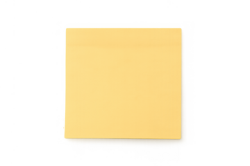 Yellow sticky blank paper note with shadow on transparent background offering space for text and reminders