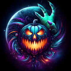 Intricate Halloween Pumpkin Illustration