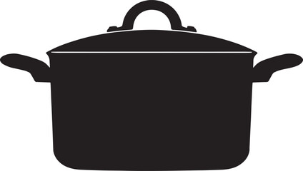 Black silhouette of a covered cooking pot a symbol of food preparation and healthy eating lifestyle