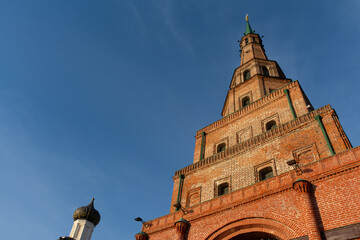 View of the Syuyumbike Tower on the territory of the Kazan Kremlin.