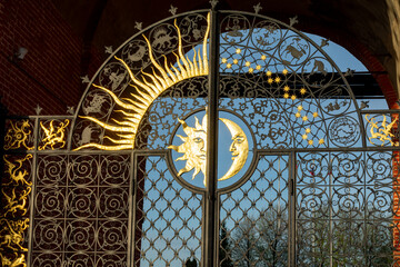 The sun and the moon - symbol on the gate of the tower Syuyumbike	