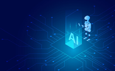 AI Technology Concept with Digital Brain and Data Network