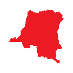 Abstract Red Democratic Republic of the Congo Simple Map