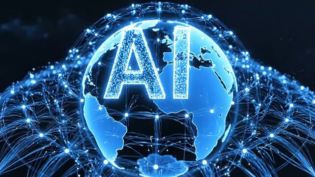 AI Global Network with Earth and Connected Nodes artificial intelligence.