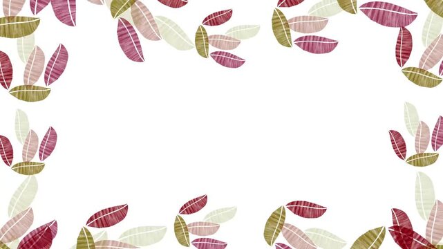 leaves border on white background animation video