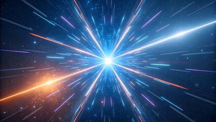 Naklejka premium Abstract hyperspace background with light speed travel and futuristic tunnel effect design concept