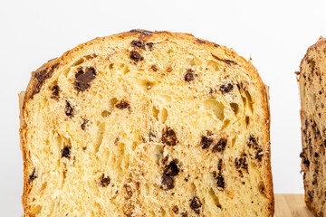 Panettone traditional Italian Christmas cake chocolate filling