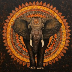 Ornate Elephant Mandala Artistic Painting