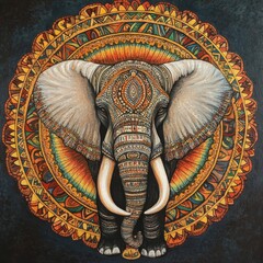 Ornate Elephant Mandala Artistic Painting