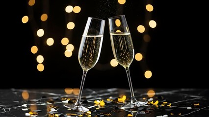 happy new year, new year's eve, silvester, new year, celebration greeting card, new year card - Year 2026 in sparkler font and firework fireworks pyrotechnic, isolated on black night sky background