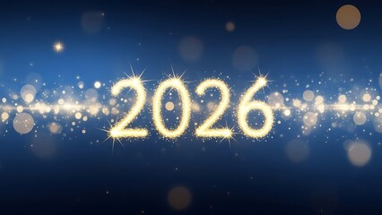 happy new year, new year's eve, silvester, new year, celebration greeting card, new year card - Year 2026 in sparkler font and firework fireworks pyrotechnic, isolated on black night sky background