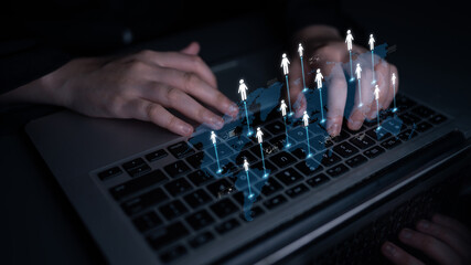 Fototapeta na wymiar Professional networking expands business connections, fosters collaboration, and builds digital relationships for new opportunities. Latch