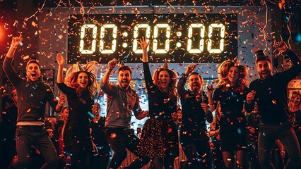 happy new year, new year's eve, silvester, new year, celebration greeting card, new year card - Year 2026 in sparkler font and firework fireworks pyrotechnic, isolated on black night sky background