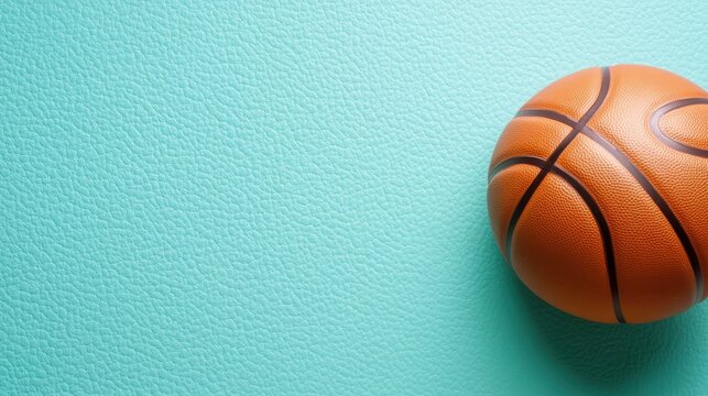 Closeup of basketball texture on mint background for sports design