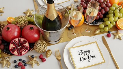 happy new year, new year's eve, silvester, new year, celebration greeting card, new year card - Year 2026 in sparkler font and firework fireworks pyrotechnic, isolated on black night sky background