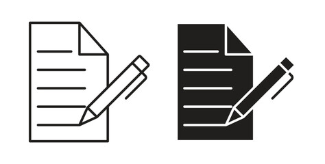 Fototapeta premium Signed contract icon symbol. Vector EPS 10. line and glyph icon