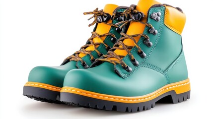 Green rubber boots ready for adventure in wet weather conditions