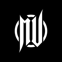 MV Monogram Logo on Black Background