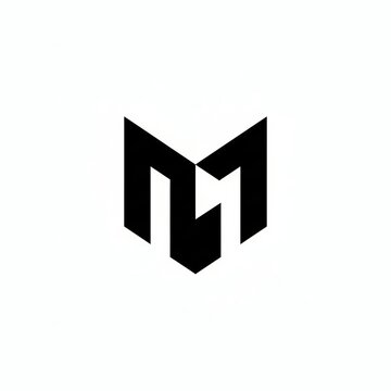 Modern Geometric M or MN Letter Logo Design, Abstract Minimalist Monogram Vector Symbol for Tech, Security, or Gaming Branding