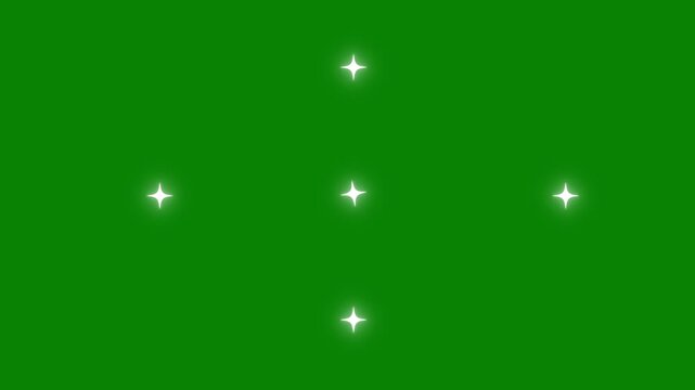 sparkling star animation,white glowing fairy sparkle line burst,shimmering particle twinkle effect on green screen background.4K