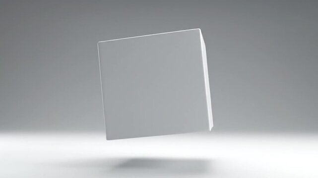 Clean white rectangular object floating on a seamless gray background