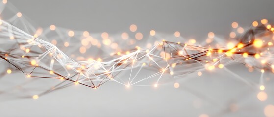 Artificial intelligence neural network visualization with glowing connections on white background