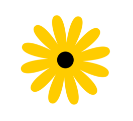 Minimal yellow flower icon. Simple daisy style blossom graphic for stickers and decor