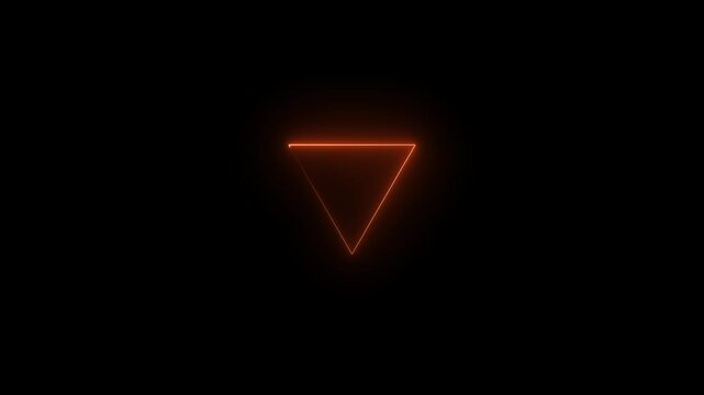 Glowing neon cyan color triangle icon animation on black background. Seamless loop