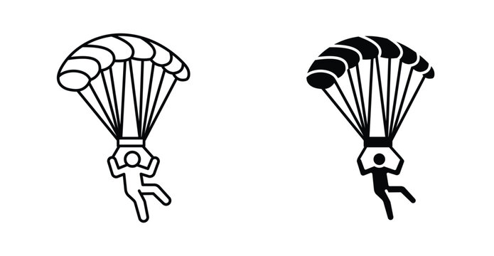 Parachute icon. Line with editable stroke and flat for Web