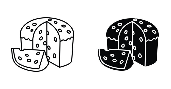Panettone Bread Line Icon Set. Panettone Bread Line vector symbol in black filled and outlined style.