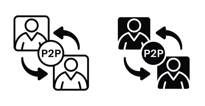 Peer to peer icon. Line with editable stroke and flat for Web