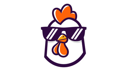Cartoon chicken with sunglasses vector illustration on white background
