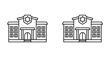 Naklejka premium Police office icon set. Police office vector symbol in black filled and outlined style.