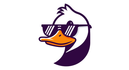 Cartoon duck with sunglasses vector illustration for various applications