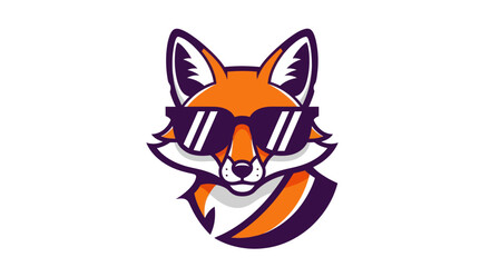 Cartoon fox wearing sunglasses vector illustration on white background