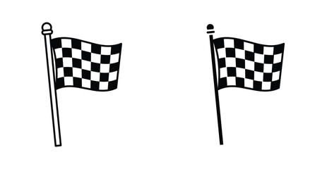 Racing flag icon set. Racing flag vector symbol in black filled and outlined style. © Ro