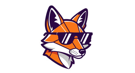 Fototapeta premium Cartoon fox wearing sunglasses isolated on white background vector illustration