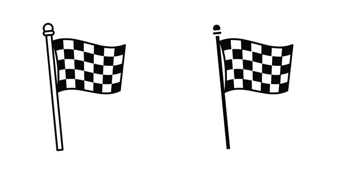 Racing flag icon set. Racing flag vector symbol in black filled and outlined style.