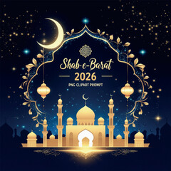 Elegant Blue Mosque Shab-e-Barat 2026 Clipart Background