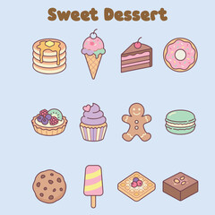 Sweet Dessert Icons and Treats Vector Collection