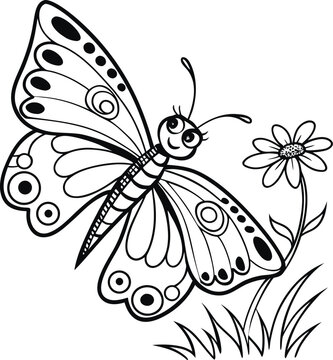 Cute butterfly coloring page