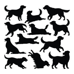 Dog Silhouettes Vector Set (Golden Retriever), Golden Retriever, vector, illustration.