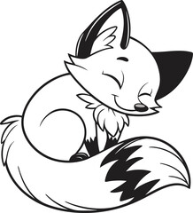 Cute sleeping fox line art